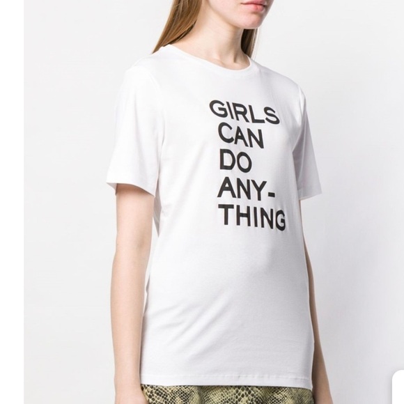 NWT Zadig & Voltaire Girls Can Do Anything Bella Tee Shirt White Black XS - Picture 2 of 4